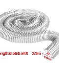 Flexible Bellows Hose for 100Mm Vacuums, clear PVC, coiled design, 6.56ft length, ideal for woodworking dust extraction.