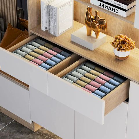 Two Pack Grey Sock Drawer Organizer Features Twenty Four Spacious Cells To Keep Your Drawers Crisp By Knocking Down Daily Clutter And Neatly Parking Underwear Ties Belts