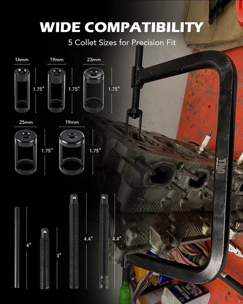 Valve Spring Compressor Kit With 10 Piece Clamp Tool Set for various collet sizes and engine application view