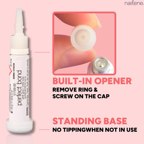 Perfect Bond Nail Glue For Natural And Artificial Nails, super strong quick dry adhesive tube with built-in opener, 2 pack