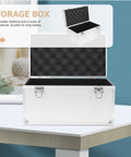 Kickass Aluminum Toolbox With Deadbolt Lock And Shock Absorbing Foam Lining Smooth Portable Hardware Case For Trail Runs Campouts And Spacious Gear Management Waterproof Tough Durable Build white aluminum toolbox with foam lining and open lid