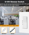 0-10V Dimmer Switch For Zero Fuss Single Pole Or Three Way Control Quiet Rocker Action in modern office setting.