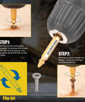 10 Piece Damaged Screw Extractor Set With 6 HSS 6542 Extractors And 4 Twist Drill Bits being used to extract a screw