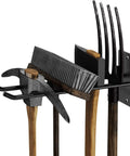 Heavy Duty Steel Wall Mount Tool Organizer For Garage Storage And Garden Tools Shovel Holder Rake And Broom Hooks in use