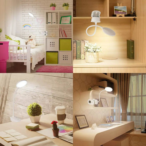 Clip On Bedside Reading Lamp With USB Rechargeable Battery, 18 LED Eye Friendly Light, No Fuss Clamp On Bed Light With Three Brightness Levels, Flicker Free, Compact Clip Lamp For Late Night Reading And Cozy Illumination