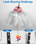 Heavy Duty Self Drilling Drywall Anchors And Screws Kit With 114 Pieces For Hanging Sheetrock Pictures Curtains And Television Mounts No Sweat Setup Rock Solid Grip Quick Install Pro Hardware Bundle shown with load-bearing challenge using two water bottles.