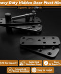 Heavy Duty Hidden Door Pivot Hinge Built To Last With 570 Lbs Capacity And 360 Degree Rotation, Solid 304 Stainless Steel Kit