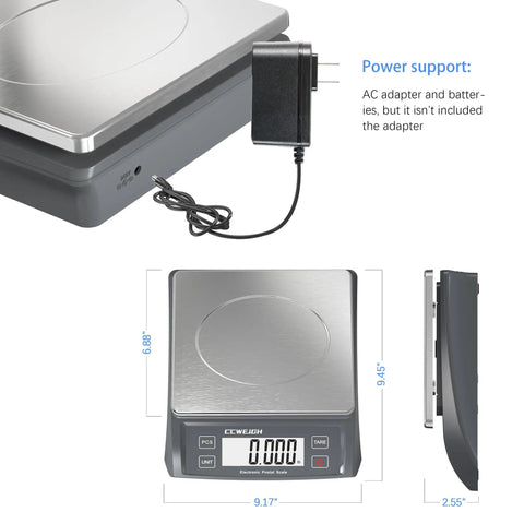 All In One Digital Scale For Postal And Kitchen 66lb 30kg With Battery, Stainless Steel Platform, Tare Function, built to last