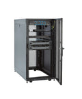 Solid As A Rock 25U Server Rack Cabinet With Spacious 37 Inch Depth, showcasing heavy-duty black steel mesh design for telecom gear.