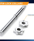 Threaded Chrome Curl Bar With Collars For All Standard Plates 48 Inch showing spin-lock collars