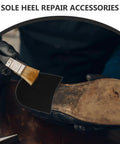 Anti Slip Shoe Heel Repair Pads installation on a shoe, rubber sole protector in use, nonslip grip guard for footwear
