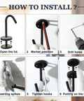 Installation guide for Five Pack Ceiling Hooks For Hanging Plants 110mm Stainless Steel Indoor Plant Hangers Black Matte Rust Resistant Durable Plant Brackets Lanterns Chimes Coffee Mugs Under Cabinet Screw Mounted.