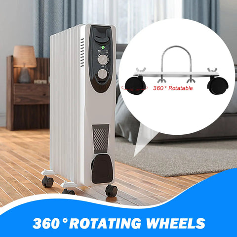 Heavy Duty Mobile Pulley Brackets With 360 Degree Swivel Casters For Oil Filled Radiators And Electric Heaters 2 Pack carbon steel bracket on radiator
