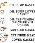 Diagram of gaskets and O-rings from the Gasket Kit for 110cc Chinese ATV Dirt Bike Go Kart Quad 52.4mm Bore Head With 48.5mm Fit