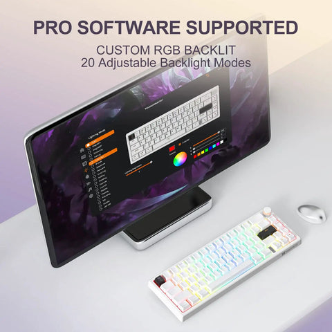 Compact 60 Percent Tactical Mechanical Gaming Keyboard Featuring Slick Cnc Aluminum Volume Knob And Snappy Wired Connection For Tight Desk Layouts And Game Changer Typing Flex with RGB backlighting and software interface.