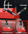 Hella Strong Heavy Duty Magnetic Lifter For Flat Steel Plates And Round Bars showing controls for turning magnet on and off.