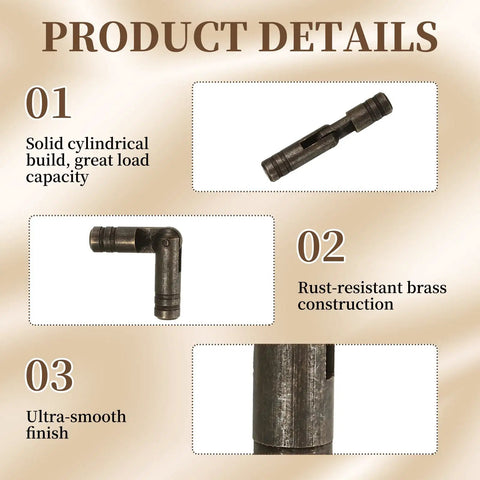Straight Up Boss Quality 50 Pack Barrel Hinges For Jewelry Boxes And Cabinet Doors Slick 5 By 30 mm Brass Hardware detailed view
