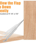 Four Pack 100N Gas Struts For Drop Down Cabinets And Desks, 22Lbs Each, showing flap positions at 75°, 90°, and 105°