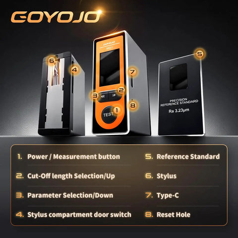 Portable Surface Roughness Tester With Handheld Stylus Profilometer and accessories for QA checks displayed