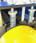 Model 930 Motorized Wire Stripper with dual top and bottom rollers and springs, close-up view