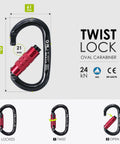 Slack Tending Pulley Kit For Doubled Rope Climbing DDRT System With twist lock oval carabiner, red locking mechanism, 24kN strength.