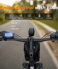 Handlebars of Foldable Electric Bike For Adults With 750W Peak Motor And 48V Battery 50 Miles, showing control display.