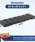 48 Inch Outdoor Bench Cushion 18 Inch Deep 5 Inch Thick Tufted Memory Foam, All-Weather Waterproof Fade-Resistant, in Dark Grey