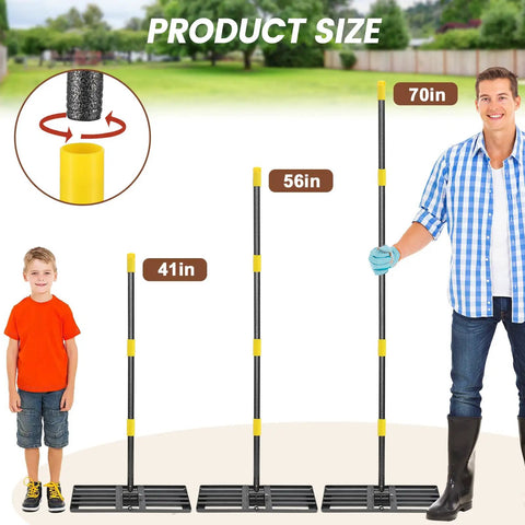 Pro Grade Heavy Duty Lawn Leveling Rake With 30x10 Foldable Leveler Plate And 6 Ft Adjustable Stainless Steel Shaft size comparison