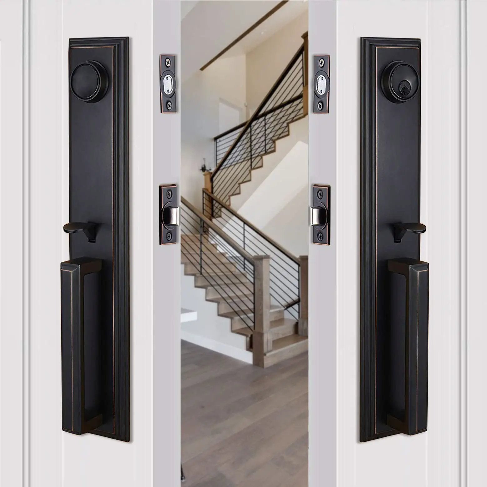 Reversible Double Door Handle Set With Deadbolt And Lever ✓