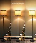 58 Inch Floor Lamp Standing Bright Light With Beige Lampshade And Easy On Off Foot Pedal Simple Pole Style For Living Room Corners