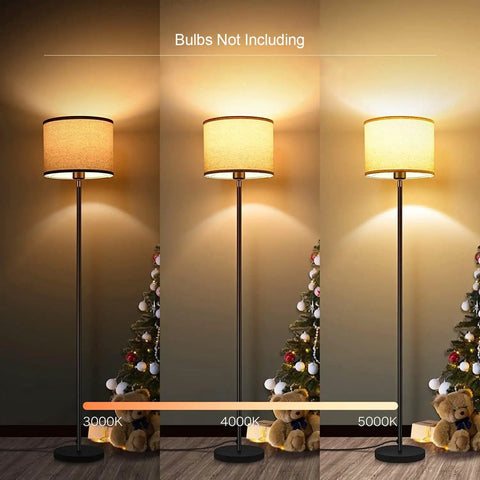 58 Inch Floor Lamp Standing Bright Light With Beige Lampshade And Easy On Off Foot Pedal Simple Pole Style For Living Room Corners