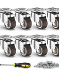 Hella Durable One Inch Furniture Casters Set Of Eight Low Profile Swivel Wheels Heavy Duty Roller Glides with screws and screwdriver