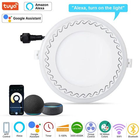 Smart Recessed Lighting With Junction Box 6 Inch RGB LED Downlight Kit WiFi Connected Retrofit Dimmable 12W 950LM shown with accessories