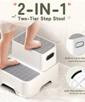 Rock Solid Two Step Stool For Toddlers with grippy non-slip steps for easy bathroom sink access and potty training.