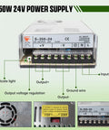 350W 24V power supply unit features labeled, part of Plug And Play 3 Axis CNC Controller Kit With Nema 23 Stepper Motor 57x76mm 270 Oz-In