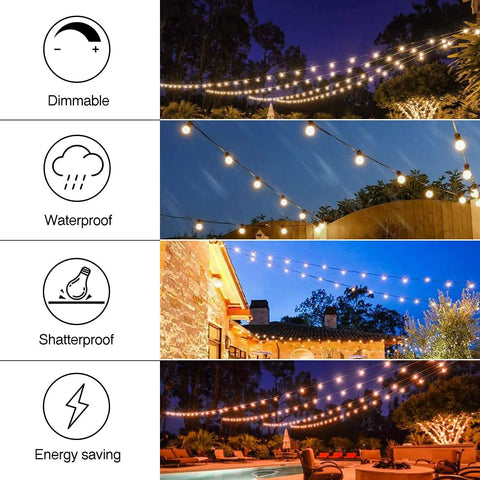 102Ft Outdoor String Lights With 35 Dimmable S14 LED Bulbs Waterproof Shatterproof Patio Lighting for various outdoor settings