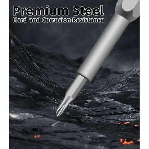 Close-up of Go-To Magnetic 24 In 1 Precision Screwdriver Set bit showing premium steel material for durability