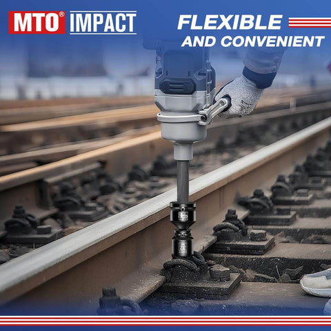 Mechanic using One Inch Female To One Half Inch Male Impact Socket Adapter Reducer For Impact Wrench on railway track
