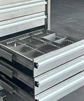 Built Like Beef Rolling Steel Tool Cabinet With Grip Tight Locking Drawers, Detachable Mobile Garage Workbench drawer detail.