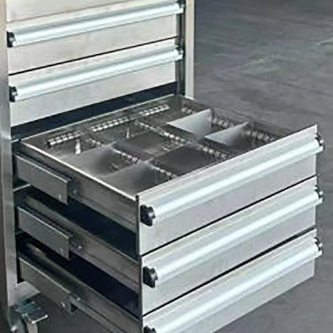Built Like Beef Rolling Steel Tool Cabinet With Grip Tight Locking Drawers, Detachable Mobile Garage Workbench drawer detail.