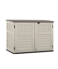 Horizontal Outdoor Storage Shed For Trash Cans And Yard Tools All Weather Resin Wood Like Finish
