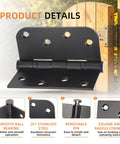 Tough As Nails Heavy Duty Black Door Hinges With Removable Pin And Zero Friction Ball Bearing Design Workhorse Hardware For Exterior Swing Doors Left Or Right Setup 4X4 close-up of hinge showcasing smooth ball bearing and removable pin.