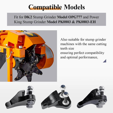 Nine Carbide High Speed Cutting Teeth Set For Stump Grinders With Hardware Three Left Three Right Three Straight Cast Holder