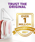 Collapsible Laundry Rack For Small Spaces That Mounts On Wall Or Door, Holds Up To 60 Lbs, Heavy Duty Over The Door Hanger displayed with clothes