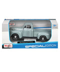 Vintage Ford 1948 F1 Pickup Diecast Model 1 25 Scale Gray Special Edition in packaging showcasing diecast metal body
