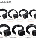 Silicone Vacuum Tubing Hose With Inner Diameters From One Eighth Inch To One Half Inch, 6.6 Ft Black High Temperature Engine Vacuum Hose For Air Liquid And Oil Lines, Durable One Eighth Inch Wall Thick Tubing in various sizes showing length and diameter markings.