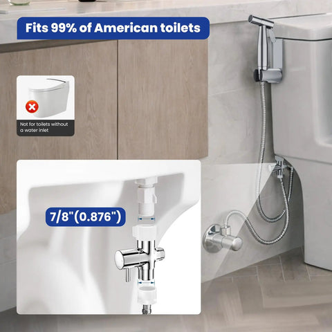 Handheld Toilet Bidet Sprayer With Leak Free Design, Boss Jet Sprayer For Toilet installed on bathroom fitting