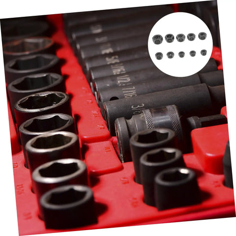 Close-up of 10-Piece Broken Nut Remover Set And Bolt Extractor Tools For Stubborn Nuts And Rusty Bolts Hex Socket Extractor