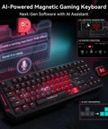 AI-powered mechanical gaming keyboard with vibrant RGB lighting and interactive software features.