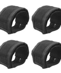 Four black nylon foot straps with adhesive backing for fixed gear pedals, showing adjustable and non-slip design.